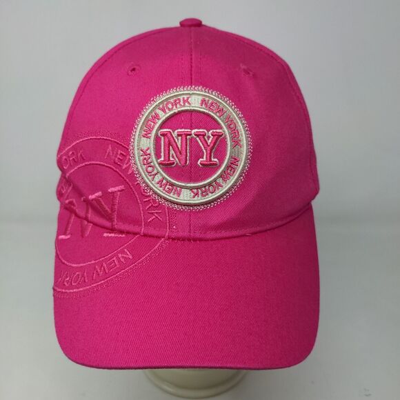 Robin Ruth Womens Strapback Hat Pink Adjustable Embroidered New York Logo Cotton - Picture 2 of 7